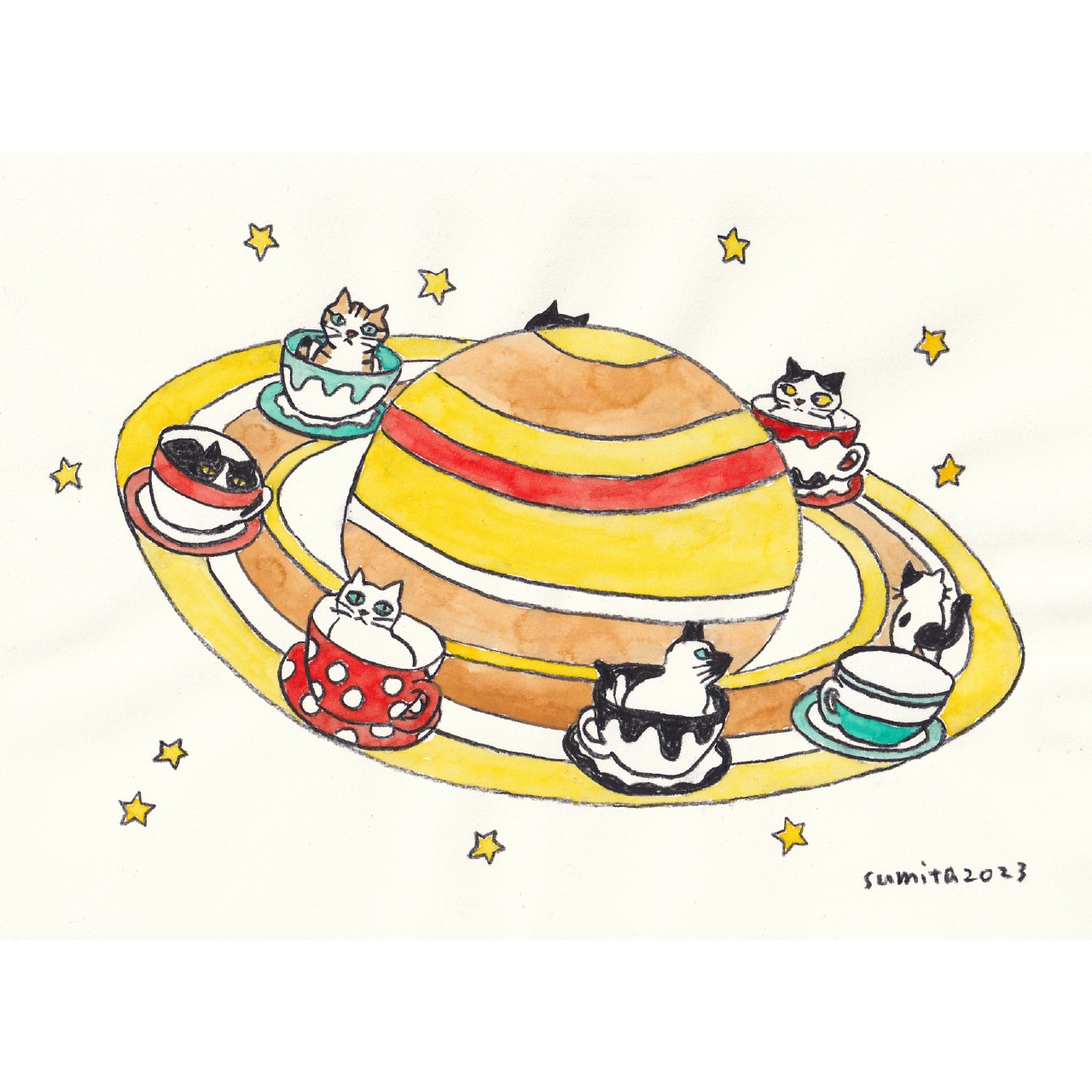 土星の輪を回るコーヒーカップ