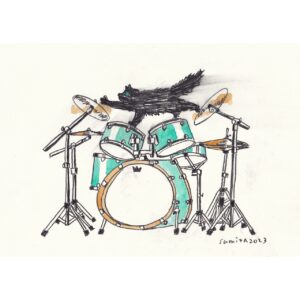 ドラムの上を走るねこ